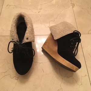 BLACK WEDGE BOOTIES (SIZE 7)